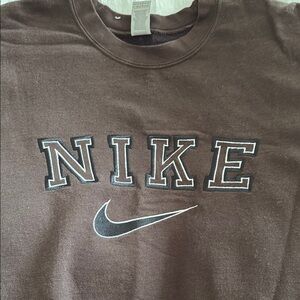 Nike Chocolate Brown Embroidered Logo Sweatshirt